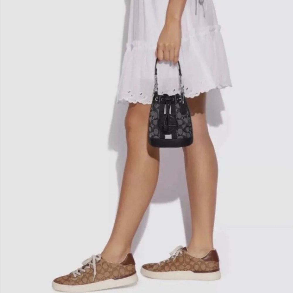 Coach Mini Dempsey Signature Bucket Crossbody Bag, Jacquard / Leather C8322 - Picture 3 of 16
